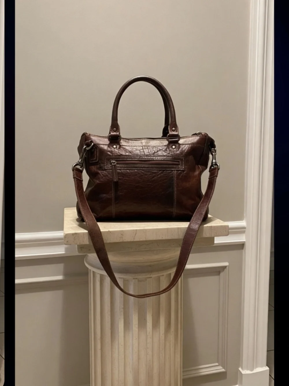 Jack Georges Brown Leather Messenger Gym Briefcase Laptop Bag Strap Unisex